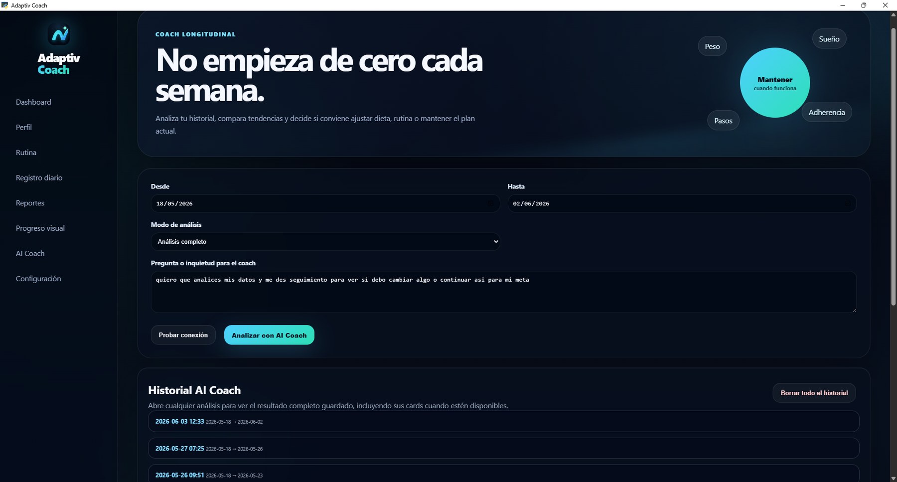AI Coach longitudinal de Adaptiv Coach