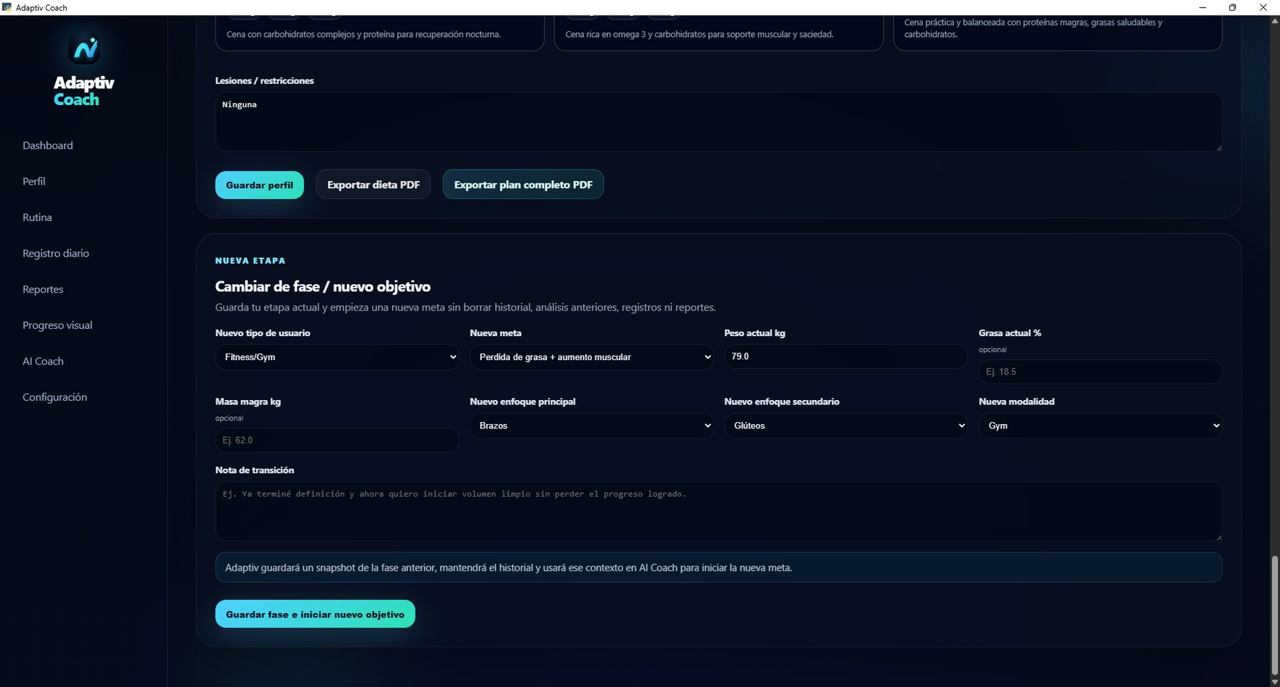 Cambio de fase y nuevo objetivo