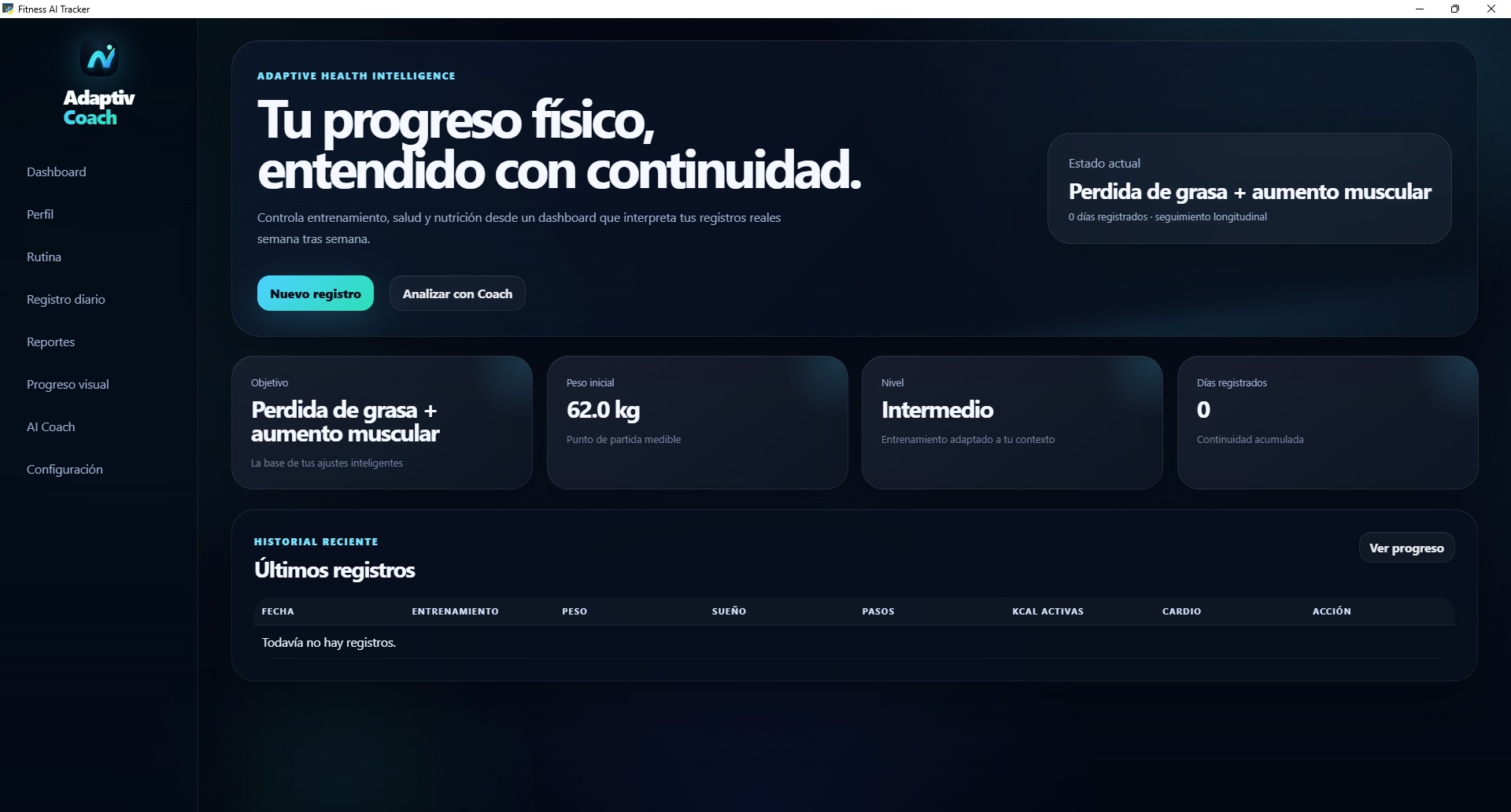 Dashboard de Adaptiv Coach