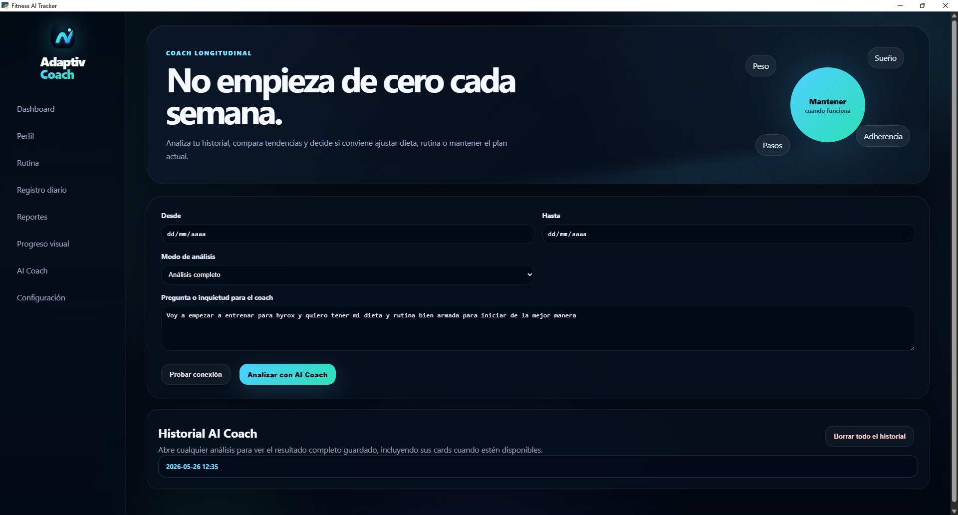 Historial del AI Coach
